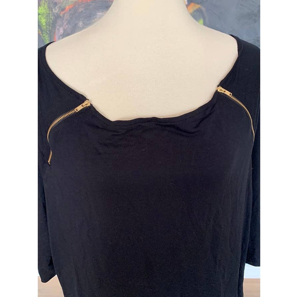 NWT Poetic Justice 3/4 sleeve blouse with Gold Zipper at declate plus size 2x - Picture 3 of 6